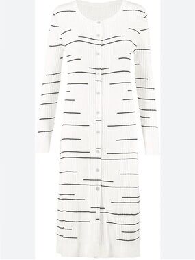 CAbi dashes long line cream ribbed cardigan/ sweater dress EUC size M